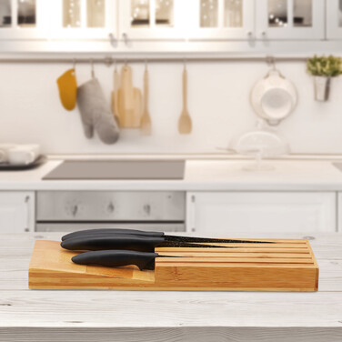 Relaxdays Bamboo Knife Organizer for 5 Knives