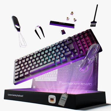 Механічна ігрова клавіатура NYFBOARD GEN2 (98%, Black) з Gateron Yellow, ISO DE Layout, RGB підсвітка, Hot-Swappable