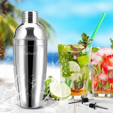 Набір для коктейлів Baban Edelstahl, 10 предметів: шейкер, підставка з бамбука, мірний стакан, барна ложка, 750 мл. Подарунок для дому або бару