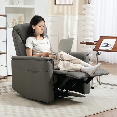 HOMCOM Recliner Chair, TV Chair with Reclining Function, Pocket Spring, Upholstered TV Chair with Footrest, Side Pocket, for Living Room, Bedroom, Light Grey | Aosom