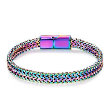 Чоловічий браслет із нержавіючої сталі з магнітною застібкою-подовжувачем, чорний та сріблястий