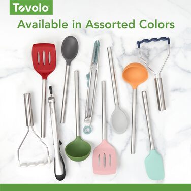 Кухонні щипці Tovolo Top Grip з підставкою, зручний замок, термостійкі силіконові насадки без BPA, сірі
