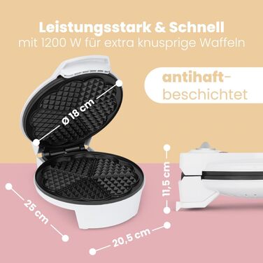 Вафельниця Clatronic® у формі серця | Антипригарне покриття | великі поверхні для випікання | ⌀ 18 см | регульований ступінь прожарювання | WA 3491 (Білий)