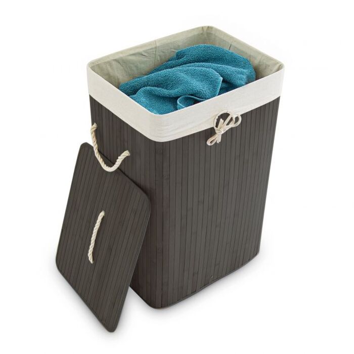 Relaxdays Bamboo Laundry Basket, Square