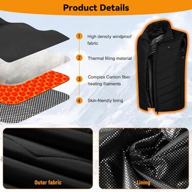 Обогревна жилетка для чоловіків та жінок, USB-жилетка з підігрівом, унісекс, жилетка з підігрівом, перезаряджається, 9 зон підігріву, 3 рівні температури для активного відпочинку та походів