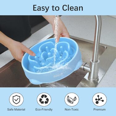 Набори мисок для собак MateeyLife 2 шт. Anti-Slurp – повільна годівниця, миски для собак середніх та великих порід (світло-блакитний & темно-блакитний)