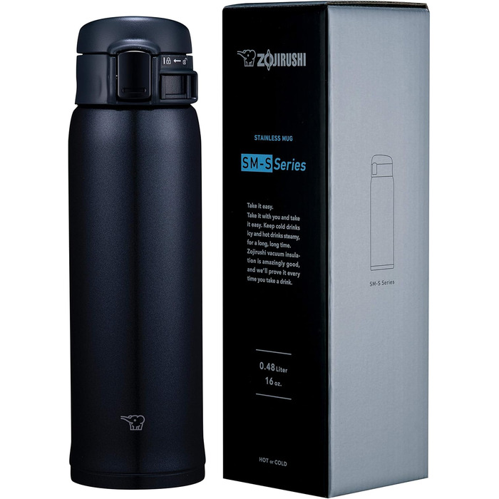 Zojirushi Stainless Steel Thermobecher - Insulated Coffee Tumbler, Leak-Proof, 0.48L, Dark Blue