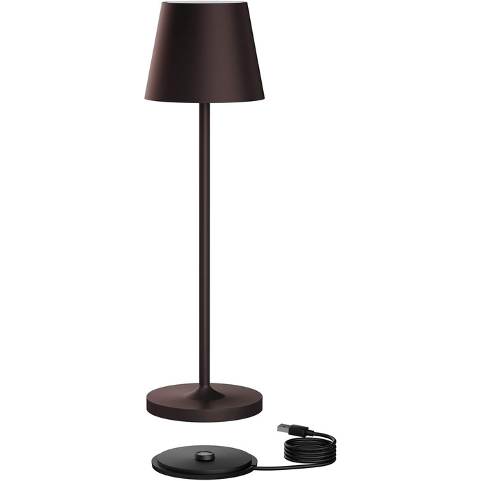 LED акумуляторна настільна лампа K-Bright диммер | Тепле світло | Для дому та вулиці | USB зарядка | Бронза