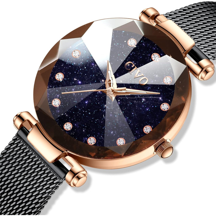 Жіночий годинник CIVO V-4 чорного кольору: водостійкий, мінімалістичний, кварцовий, елегантний, для повсякденного носіння