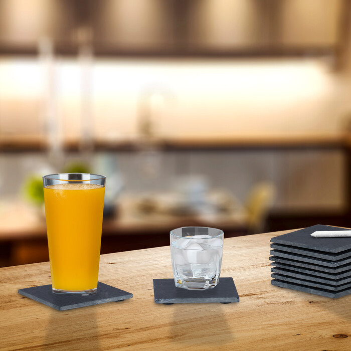Relaxdays Slate Coasters, 10-Piece Set