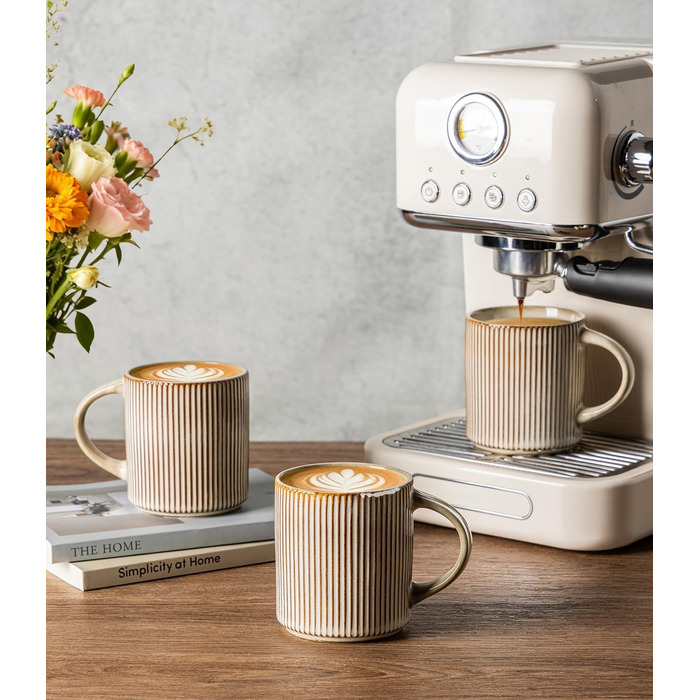 Набір посуду GBhome з реактивної глазурі для 6 осіб, 18 предметів: тарілки, миски, чашки (капучино), ручна робота, кераміка, безпечний для мікрохвильової печі та посудомийної машини