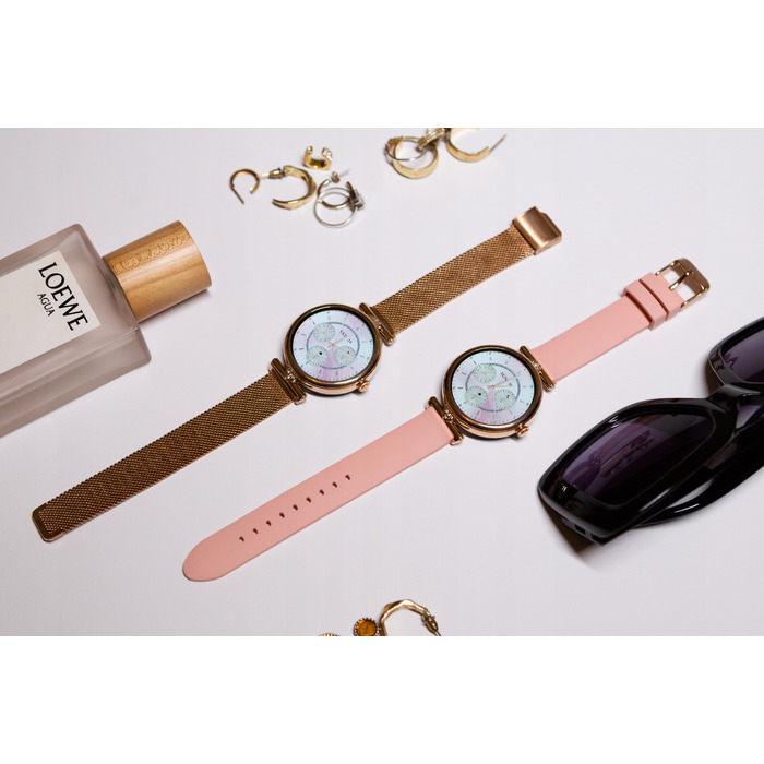 Смарт-годинник Emavo для жінок, AMOLED-дисплей, золотий колір (5 ремінців у комплекті)