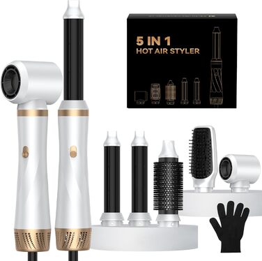 Мультистайлер для волосся 5 в 1: щітка-фен, плойка, брашинг, термощітка, випрямляч. 1000W, 3 температурні режими. Білий