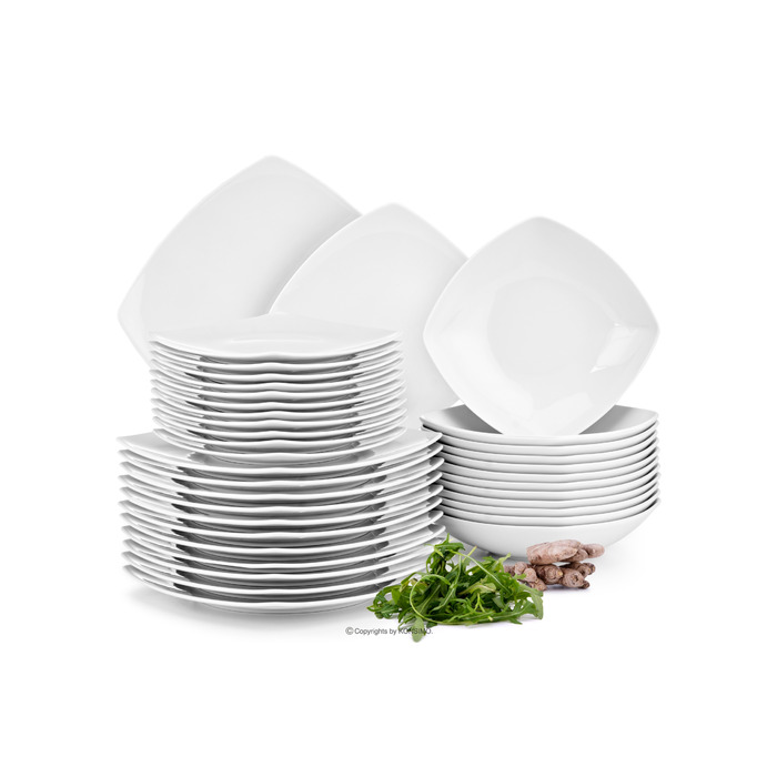 Обідно-кавовий сервіз Carlina від Konsimo, 60 предметів, на 12 осіб, біла порцеляна