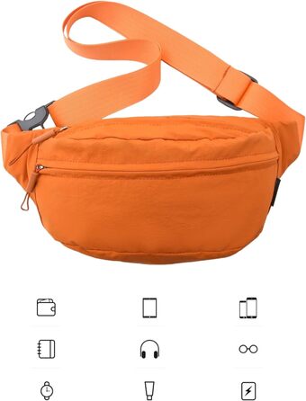 Поясна сумка чоловіча/жіноча водонепроникна для подорожей, фестивалів, спорту та прогулянок з собакою (Помаранчевий)
