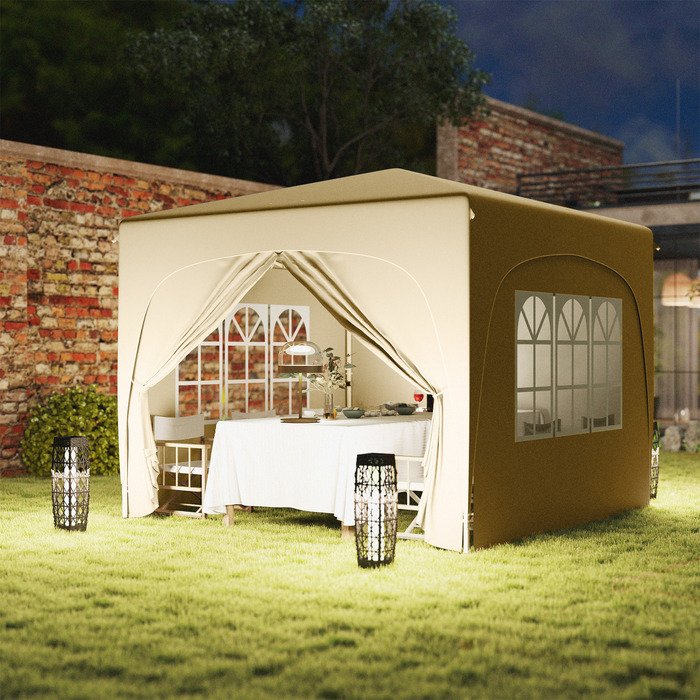 Outsunny 3x3m Gazebo, Water-Resistant, Stable, Winter-Proof Pop-Up Folding Gazebo, UV Protection 50+, Foldable Party Tent Garden Tent with 4 Side Walls Bag Garden Gazebo for Camping Garden, Sand | Aosom
