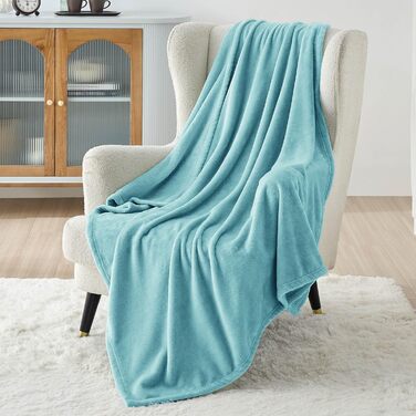 BEDSURE Плед з флісу - теплий зимовий плед, великий розмір 220x240 см, для дивана та крісла, м'який та затишний, колір блакитний