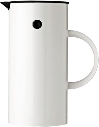 Термос Stelton EM77, 0,5 л - двостінний термос для гарячих та холодних напоїв, чайник/кавоварка зі скляною вставкою, магнітний замок, гвинтовий кришка, вінтажний дизайн, білий