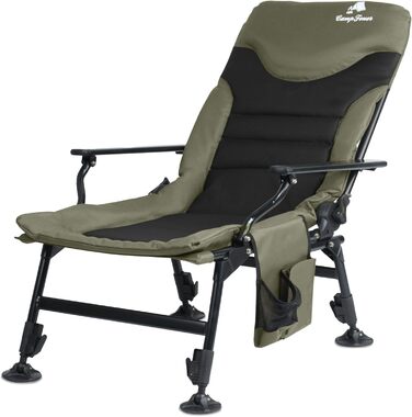 Крісло розкладне CampFeuer Angelstuhl мохово-зелений/чорний, регульоване по висоті, для кемпінгу, риболовлі та подорожей