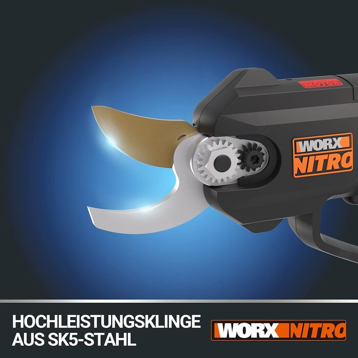 Worx NITRO WG330E.9 20V Cordless Hedge Trimmer - Effortless cutting thanks to electric drive, brushless motor, without battery and charger, Black/Orange