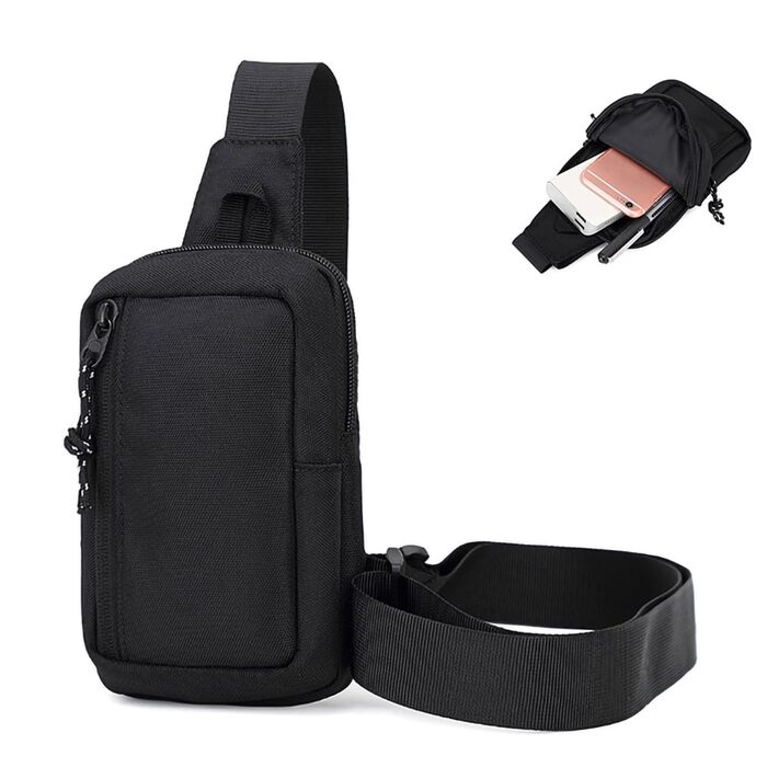Чоловіча та жіноча поясна сумка-рюкзак для телефону, спортивна, водонепроникна, для активного відпочинку, кемпінгу, подорожей, фітнесу, велосипеду (чорна)