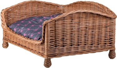 Корзина для собак і котів з ротангу з м'яким лежаком - лежак для тварин, корзина для собак, корзина для котів, собаче ліжко, котяче ліжко (64x42 H35, сірий)