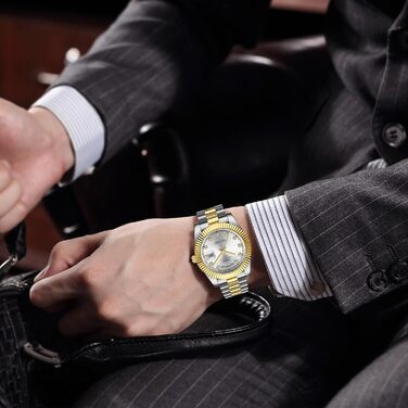 Годинник чоловічий NIBOSI 2627-gold Silver: кварцовий годинник з нержавіючої сталі, водонепроникний, з датою та календарем, бізнес-стиль