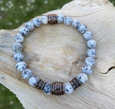 Браслет Вікінгів з жадеїту (8 мм) | Ручна робота | З подарунковою коробочкою | 22 см