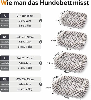 FURTIME Dog Bed, Large Dogs, Non-Slip Dog Beds, Washable Dog Basket, Anti-Anxiety Plush Dog Bed, Suitable for Large Labrador Retrievers, German Shepherds, 89×63×23 cm (M(63×53×20 cm), Chocolate)
