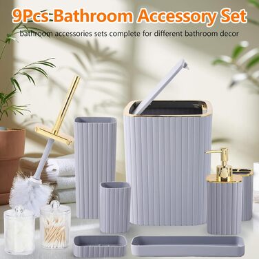 Набір аксесуарів для ванної кімнати RotateGold-Gray (10 шт., сірий)