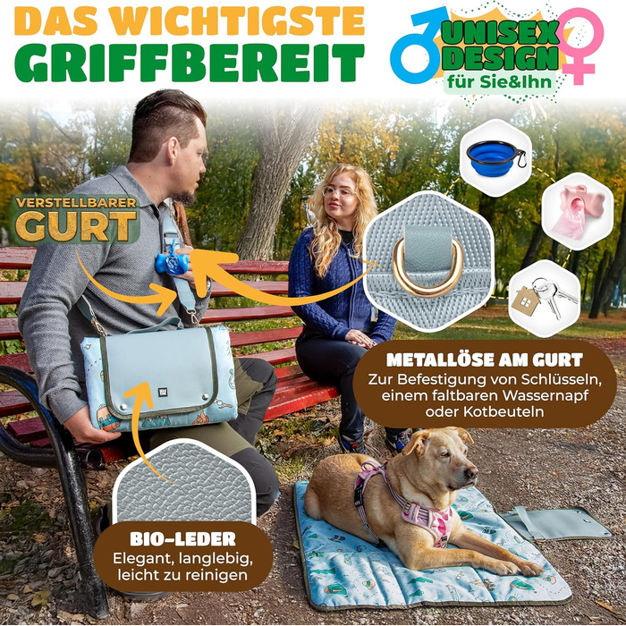 Лежанка для собак LexyFox: водовідштовхувальна, ізольована, з антиковзаючим покриттям | Підходить для подорожей, кемпінгу та відпочинку на природі | Лежанка для собак, килимок для тварин