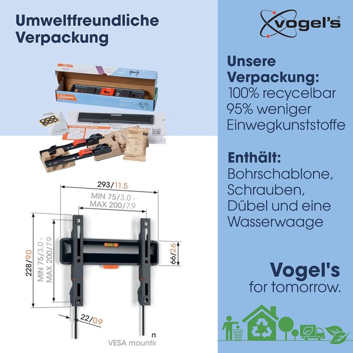 Кріплення для телевізора Vogel's Comfort TVM 3405 - настінна кріплення для телевізорів 32-77 дюймів, до 50 кг, VESA 400x400, ультратонке (2.2 см)