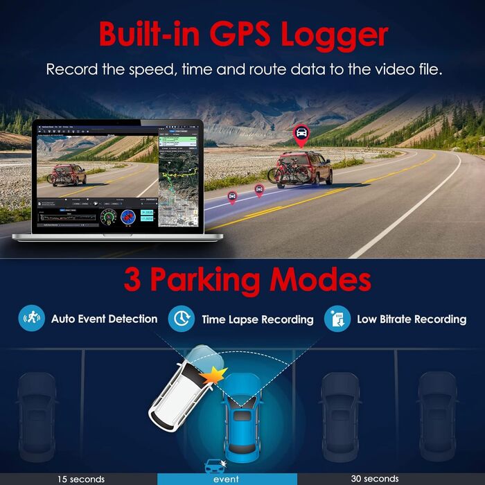 VIOFO A119 V3: відеореєстратор 2K 60fps з GPS, паркувальний режим, HDR, нічне бачення, 140° кут огляду, IMX355 сенсор