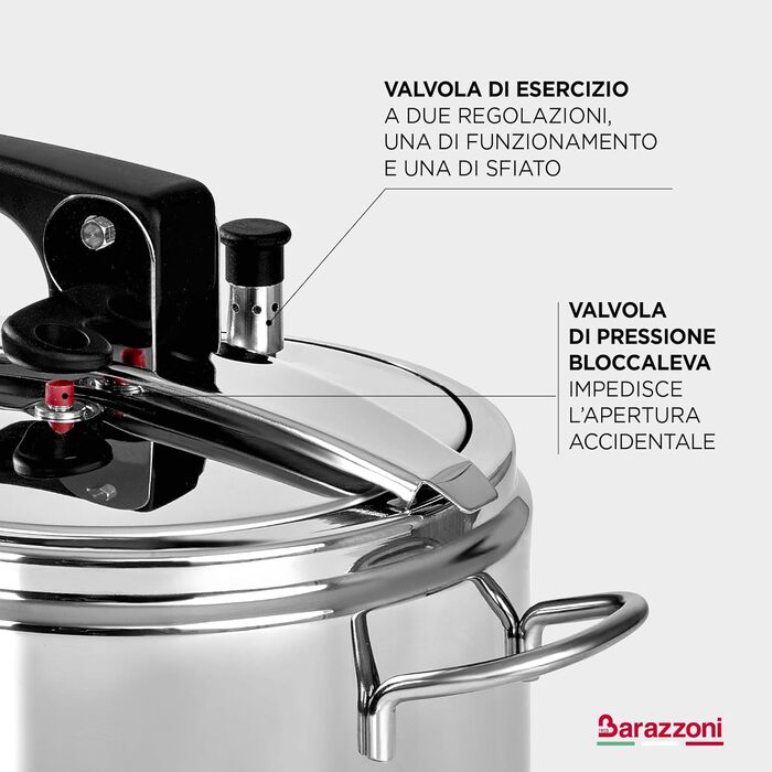 Каструля-скороварка Barazzoni Basic, 22 см, 5 л, індукція, нержавіюча сталь 18/10, Made in Italy