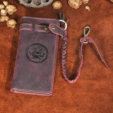 Le'aokuu Men's Genuine Leather Wallet Organizer Double Checkbook Wallet Pattern Commercial Money Clip 3377