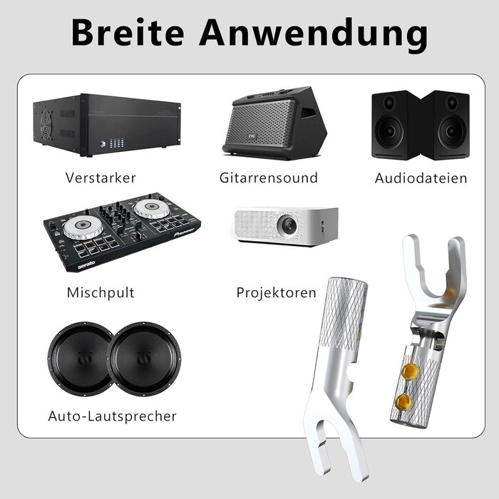 Конектори для акустичних кабелів Monosaudio SY1508R, позолочені (родий), Y-подібні плоскі клеми з гвинтовим затискачем, 8 шт. (для кабелів до 4,5 мм)