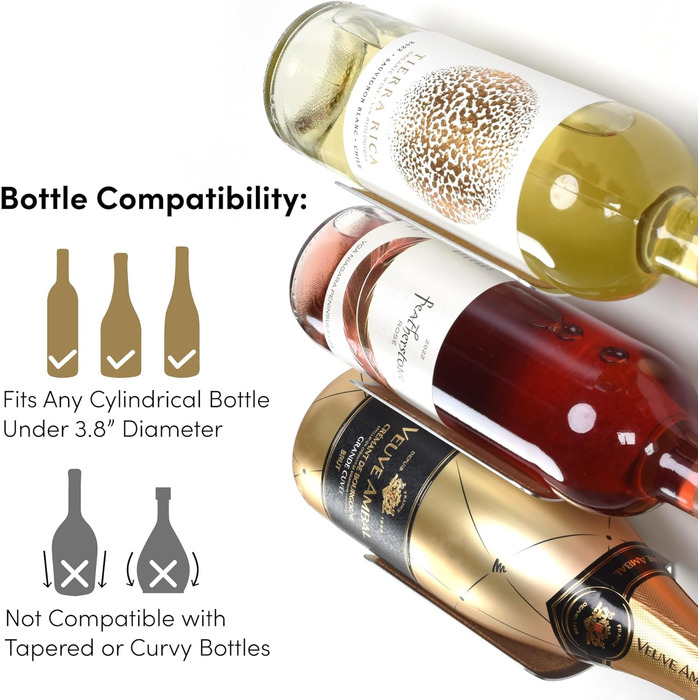 XYMPO Wall-Mounted Wine Rack Set, 6-Piece Aluminum Bottle Holders with Non-Slip Cork Pads for Secure Storage
