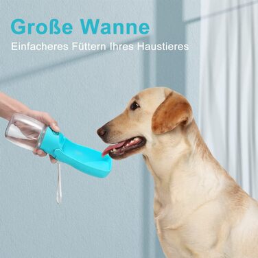 Вода для собак на ходу: пляшка-поїльник 570 мл або 350 мл, для цуценят та собак різних розмірів, блакитна