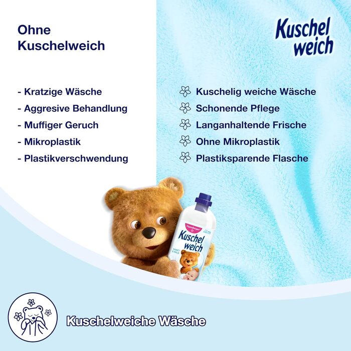 Кондиціонер для білизни Kuschelweich Sanft & Mild, гіпоалергенний, без мікропластику, 6 x 2 л (на 456 прань)