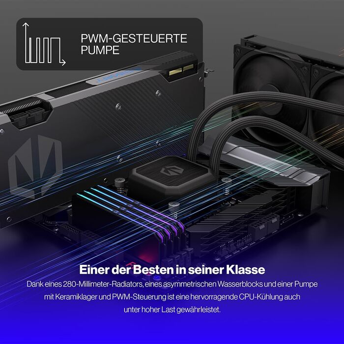 ENDORFY Navis F280 - Система водяного охолодження CPU з радіатором 280мм, PWM-помпа, 2 вентилятори Fluctus 140 PWM ARGB, підтримка Intel LGA 1700/1200/115x та AMD AM5/AM4