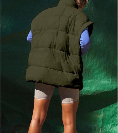 Жіноча пухова жилетка Ainangua з коміром-стійкою, блискавкою, без рукавів, тепла, зимова, легка, утеплена, оливковий (S)