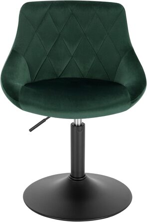 WOLTU Adjustable Velvet Bar Stool with Backrest - Swivel, Dark Green - Set of 2