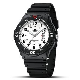 HANPOSH Чоловічий годинник: аналоговий кварцовий годинник з датою, водостійкий 50M, стильний дизайн для чоловіків, силіконовий ремінець (08- Чорний/Білий 2)