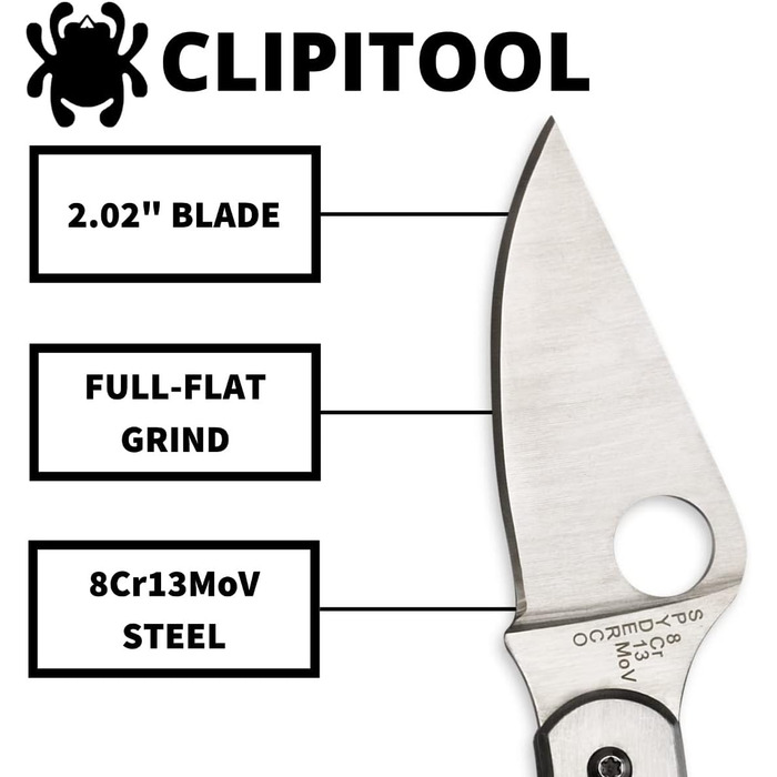 Ніж складаний Spyderco ClipiTool з ножицями, нержавіюча сталь, металевий корпус
