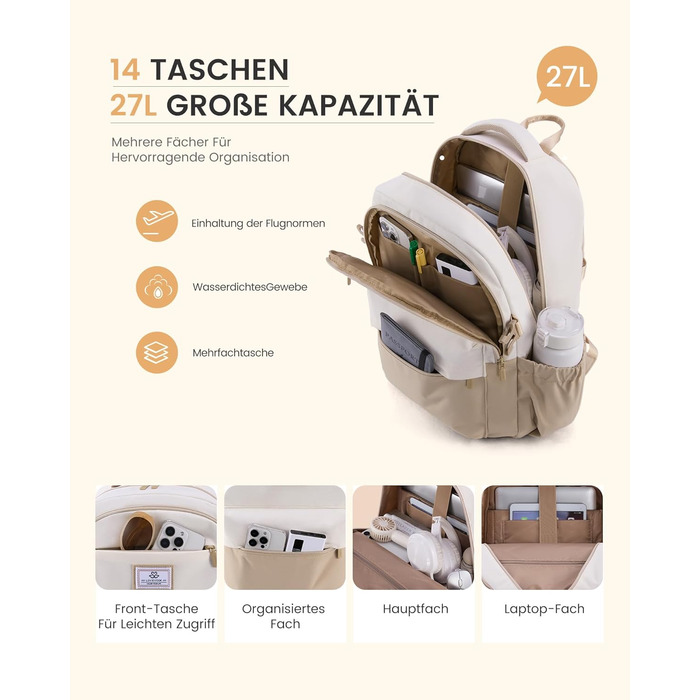 LOVEVOOK Рюкзак для жінок, 15.6 дюймів, рюкзак для ноутбука, шкільний рюкзак для дівчаток-підлітків, водонепроникний, з багатьма відділеннями, сучасний рюкзак для роботи, школи, подорожей, 15.6' (Рожевий & Сірий)