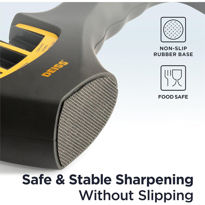 Deiss PRO 3-ступеневий точило для ножів кухонних та кишенькових - професійний точило для ножів шеф-кухаря, мисливських та керамічних - безпечне відновлення та полірування гострих лез (ORANGE)