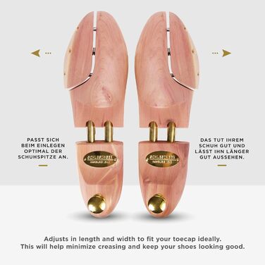 Schlesinger – 4 pairs of premium men's shoe stretchers made of high-quality cedarwood for optimal shoe care. Kaiser model. Size 35 – 52 in silver or gold.