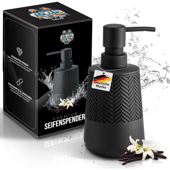 Дозатор мила та мийного засобу чорного кольору, 280 мл, для кухні