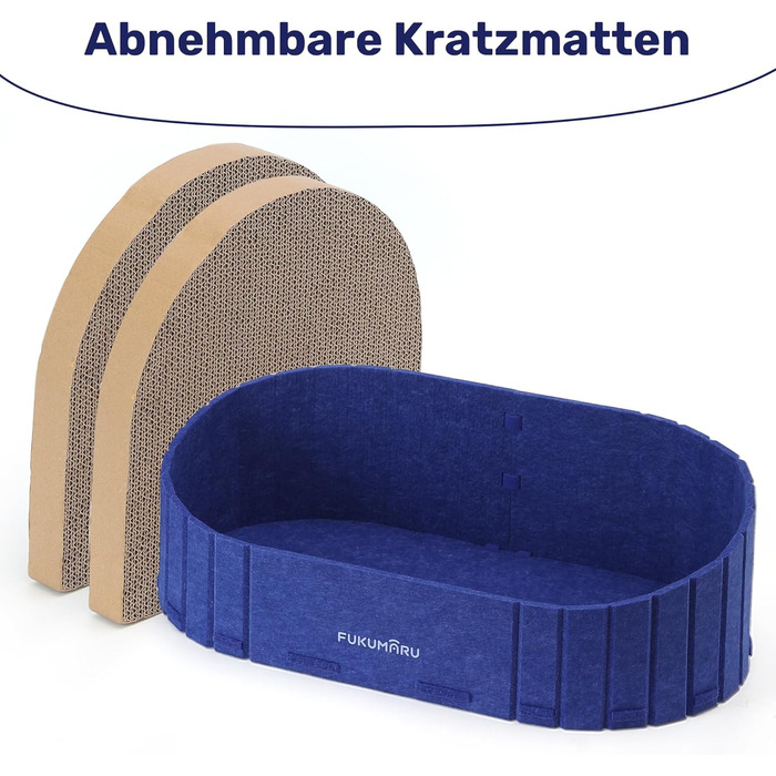 Котячий когтетоп FUKUMARU: диван з картону та фільцу, 61 см, блакитний