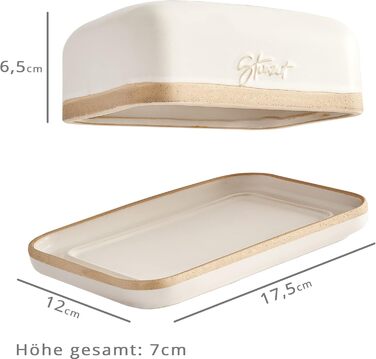 Stone Age Design Butter Dish - Ceramic Butter Dish for all common butter (250gr) - Butter bell and butter crock with unique design - Butter dish and butter box, dishwasher safe.